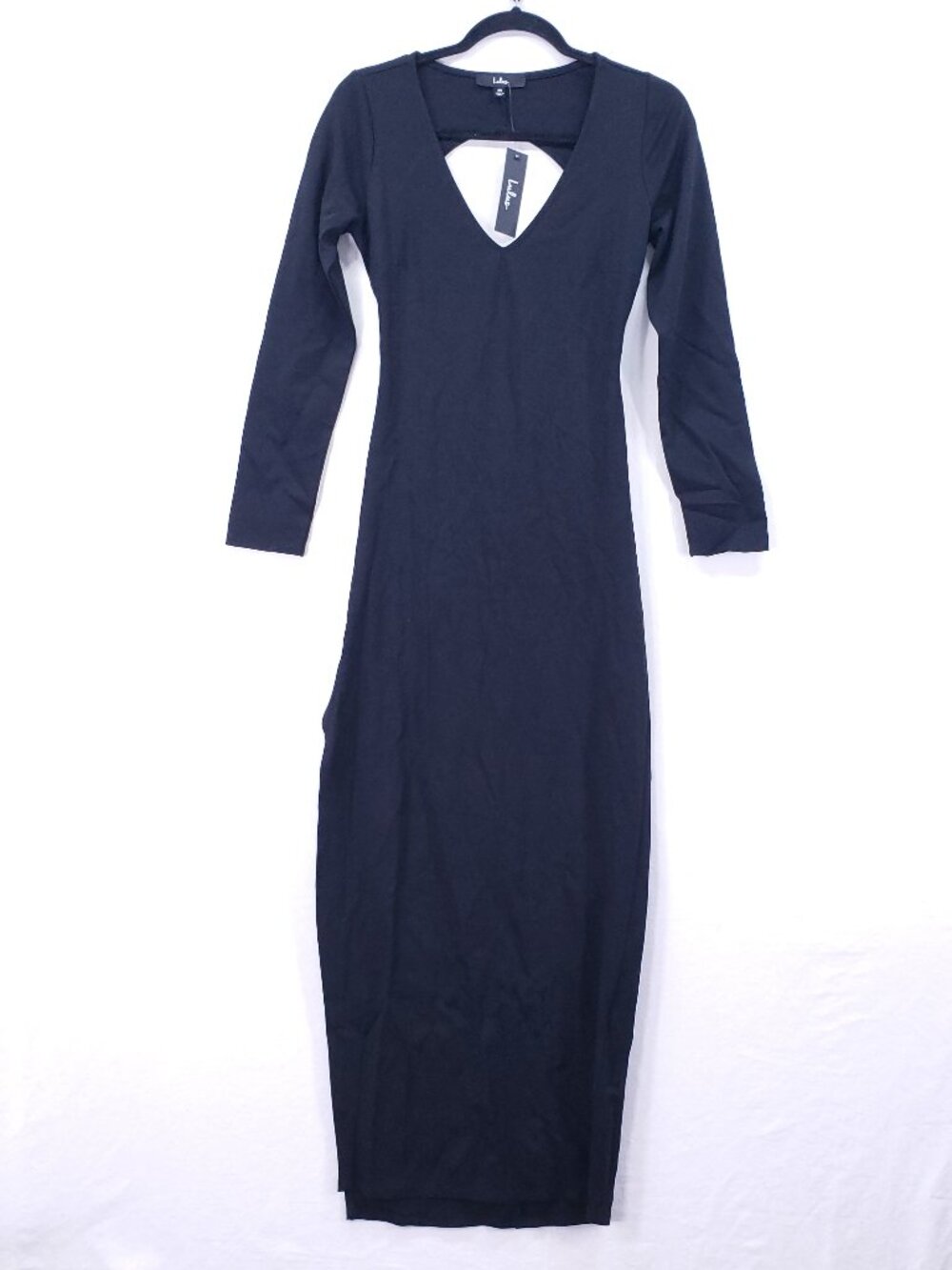 Lulus Maxi Dress Size M Black Whimsigoth Romantic Party Long Sleeve Low V Neck